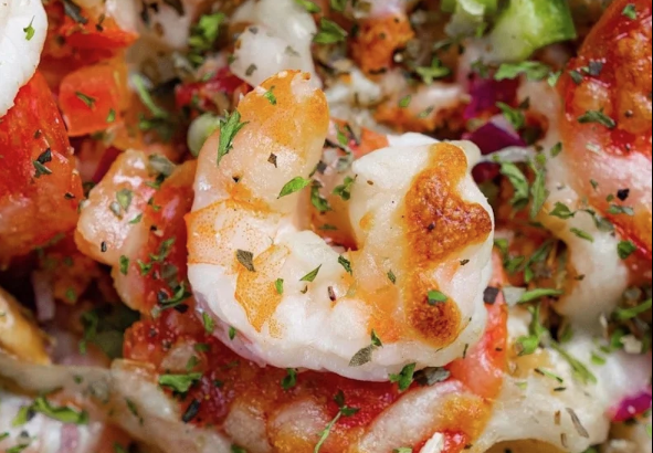 Rosas Pizza Cheese Shrimp Pizza Pinones Beach