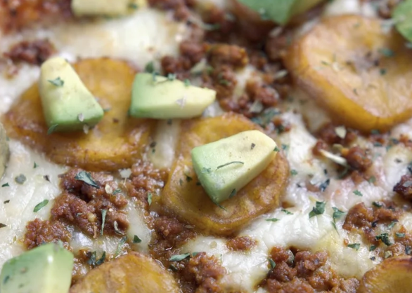 Rosas Pizza Plantain Avocado Pizza Pinones Beach